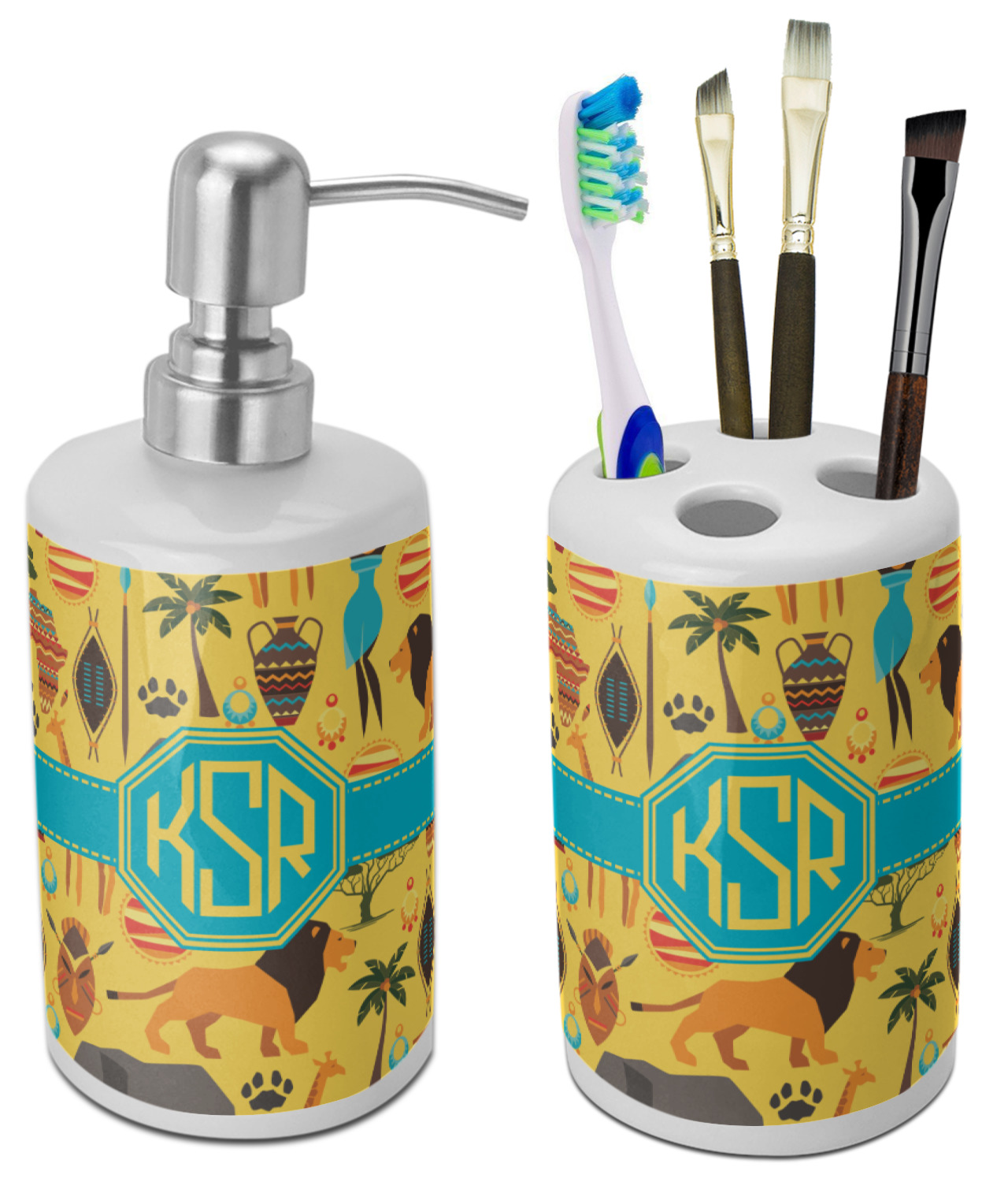 African Safari Bathroom Accessories Set Ceramic Personalized Youcustomizeit