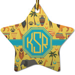 African Safari Star Ceramic Ornament w/ Monogram