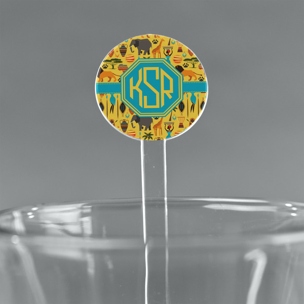 Custom African Safari 7" Round Plastic Stir Sticks - Clear (Personalized)