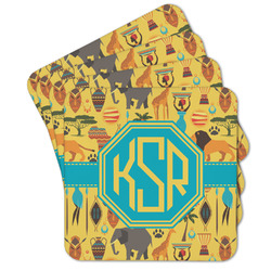 African Safari Cork Coaster - Set of 4 w/ Monogram