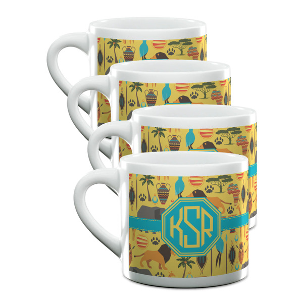 Custom African Safari Double Shot Espresso Cups - Set of 4 (Personalized)