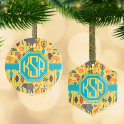 African Safari Flat Glass Ornament w/ Monogram