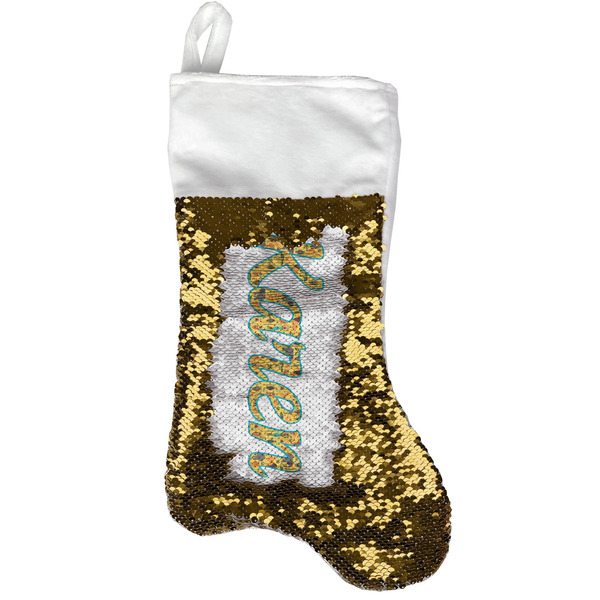 Custom African Safari Reversible Sequin Stocking - Gold (Personalized)