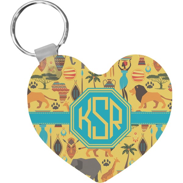 Custom African Safari Heart Plastic Keychain w/ Monogram