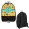 African Safari Large Backpack - Black - Front & Back View