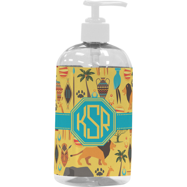 Custom African Safari Plastic Soap / Lotion Dispenser (16 oz - Large - White) (Personalized)