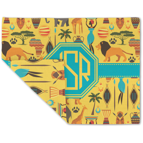 Custom African Safari Double-Sided Linen Placemat - Single w/ Monogram