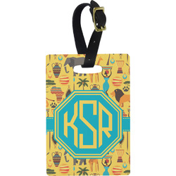 African Safari Plastic Luggage Tag - Rectangular w/ Monogram