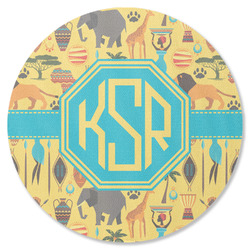 African Safari Round Rubber Backed Coaster (Personalized)