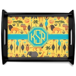 African Safari Black Wooden Tray - Large (Personalized)