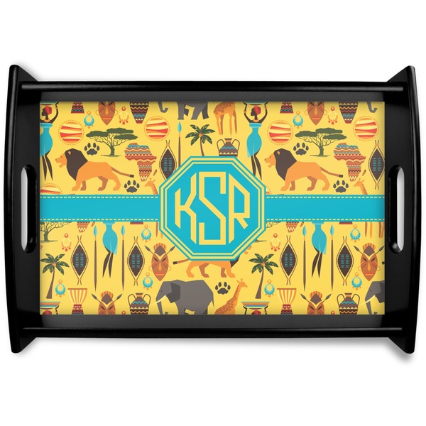 Custom African Safari Black Wooden Tray - Small (Personalized)