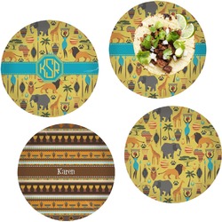 African Safari Set of 4 Glass Lunch / Dinner Plate 10" (Personalized)