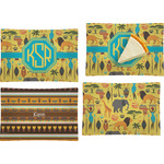 African Safari Set of 4 Glass Rectangular Appetizer / Dessert Plate (Personalized)