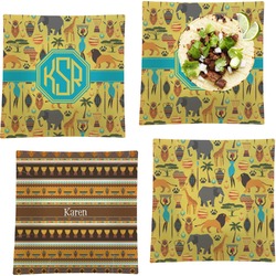 African Safari Set of 4 Glass Square Lunch / Dinner Plate 9.5" (Personalized)