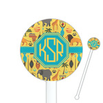 African Safari 5.5" Round Plastic Stir Sticks - White - Single Sided (Personalized)