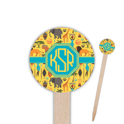African Safari 6" Round Wooden Food Picks - Single Sided (Personalized)