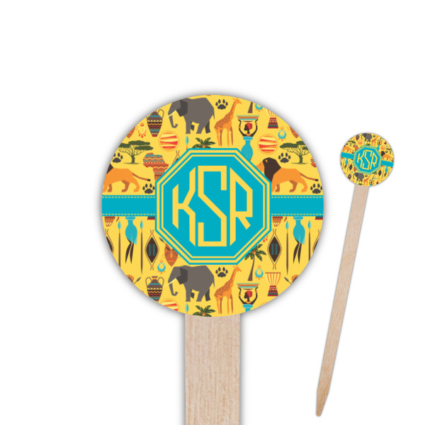 Custom African Safari 6" Round Wooden Food Picks - Double Sided (Personalized)