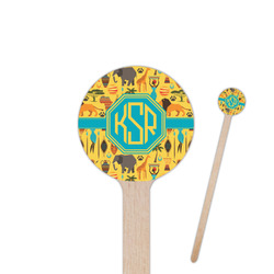 African Safari 6" Round Wooden Stir Sticks - Single Sided (Personalized)