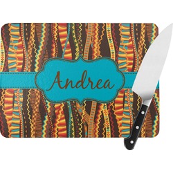 Tribal Ribbons Rectangular Glass Cutting Board - Medium - 11"x8" (Personalized)