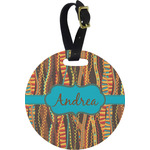 Tribal Ribbons Plastic Luggage Tag - Round (Personalized)