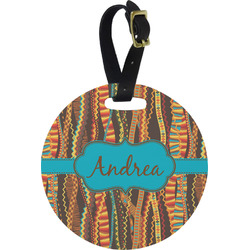 Tribal Ribbons Plastic Luggage Tag - Round (Personalized)
