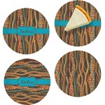 Tribal Ribbons Set of 4 Glass Appetizer / Dessert Plate 8" (Personalized)