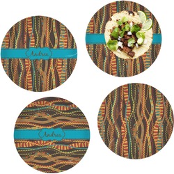 Tribal Ribbons Set of 4 Glass Lunch / Dinner Plate 10" (Personalized)