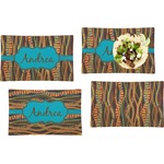 Tribal Ribbons Set of 4 Glass Rectangular Lunch / Dinner Plate (Personalized)