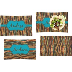 Tribal Ribbons Set of 4 Glass Rectangular Lunch / Dinner Plate (Personalized)