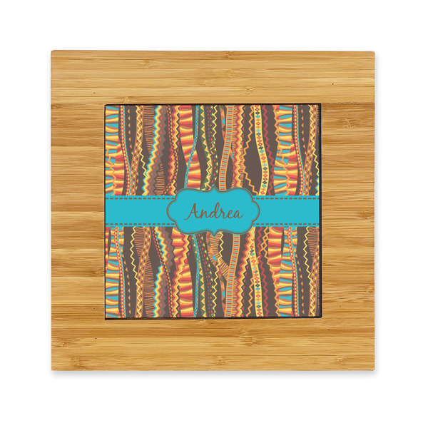 Custom Tribal Ribbons Bamboo Trivet with Ceramic Tile Insert (Personalized)