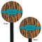 Tribal Ribbons Black Plastic 5.5" Stir Stick - Double Sided - Round - Front & Back