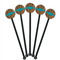 Tribal Ribbons Black Plastic 5.5" Stir Stick - Round - Fan View