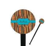 Tribal Ribbons 7" Round Plastic Stir Sticks - Black - Single Sided (Personalized)