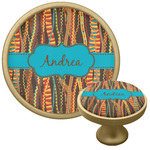 Tribal Ribbons Cabinet Knob - Gold (Personalized)