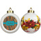 Tribal Ribbons Ceramic Christmas Ornament - Poinsettias (APPROVAL)