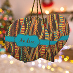 Tribal Ribbons Ceramic Ornament w/ Name or Text