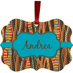 Tribal Ribbons Metal Frame Ornament - Double Sided w/ Name or Text