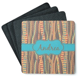 Tribal Ribbons Square Rubber Backed Coasters - Set of 4 (Personalized)