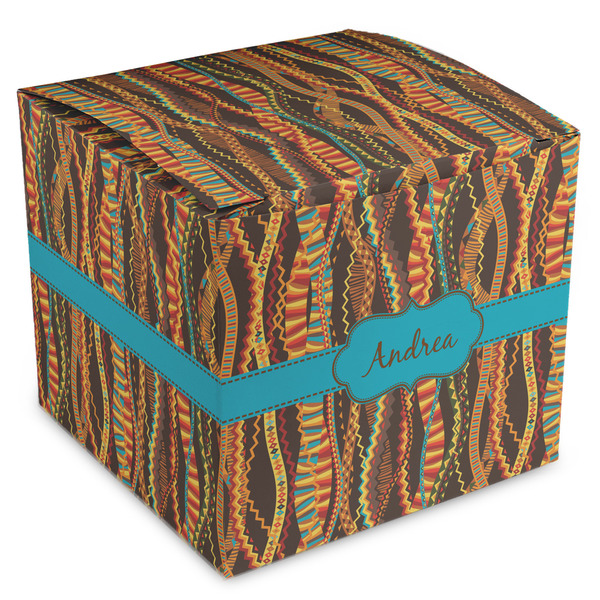 Custom Tribal Ribbons Cube Favor Gift Boxes (Personalized)