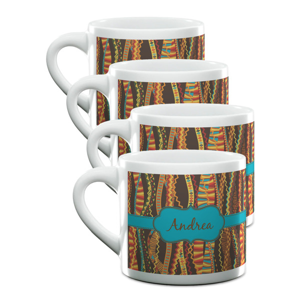 Custom Tribal Ribbons Double Shot Espresso Cups - Set of 4 (Personalized)