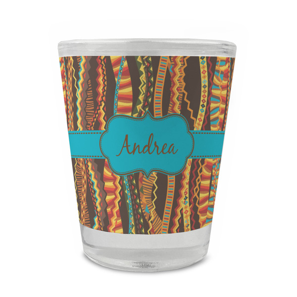 Custom Tribal Ribbons Glass Shot Glass - 1.5 oz - Single (Personalized)