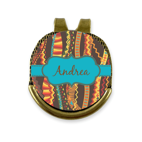 Custom Tribal Ribbons Golf Ball Marker - Hat Clip - Gold