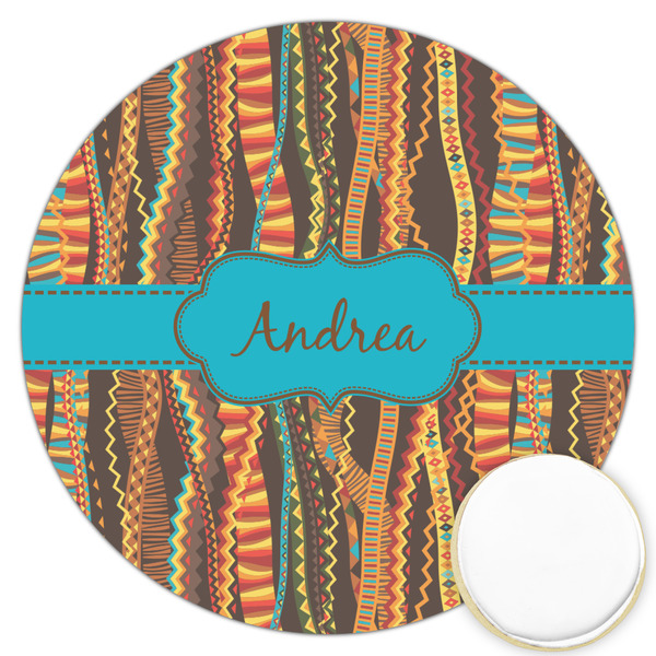 Custom Tribal Ribbons Printed Cookie Topper - 3.25" (Personalized)