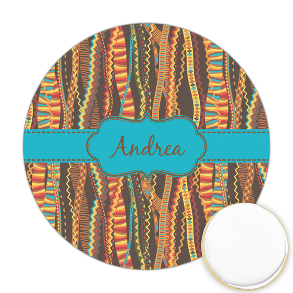 Custom Tribal Ribbons Printed Cookie Topper - Round (Personalized)