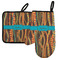 Tribal Ribbons Neoprene Oven Mitt and Pot Holder Set - Left