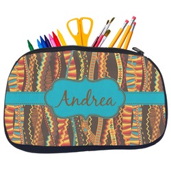 Tribal Ribbons Neoprene Pencil Case - Medium w/ Name or Text