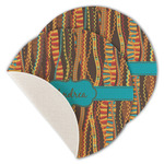 Tribal Ribbons Round Linen Placemat - Single Sided - Set of 4 (Personalized)