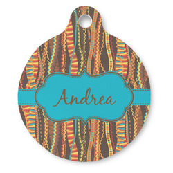 Tribal Ribbons Round Pet ID Tag - Large (Personalized)