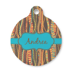 Tribal Ribbons Round Pet ID Tag - Small (Personalized)