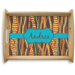 Tribal Ribbons Natural Wooden Tray - Large (Personalized)